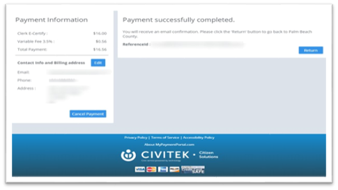 eCertify Payment completion
