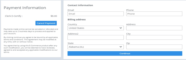 eCertify Payment Portal Info
