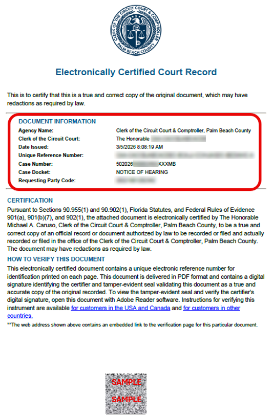 Certified Documents Cover page